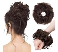 Parrucca Chignon, Chignon spettinato con capelli umani da donna, chignon spettinato, extension ondulate for acconciature raccolte,Parrucca Chignon Disordinato(Medium brown)
