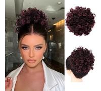 Parrucca Chignon, Chignon spettinato grande for donna! Acconciatura spettinata con coulisse, scrunchies sintetici - Fermaglio for capelli ricci e ondulati,Parrucca Chignon Disordinato(Speckled red)