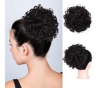 Parrucca Chignon, Chignon spettinato grande for donna! Acconciatura spettinata con coulisse, scrunchies sintetici - Fermaglio for capelli ricci e ondulati,Parrucca Chignon Disordinato(Dark black)