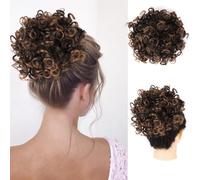 Parrucca Chignon, Chignon spettinato grande for donna! Acconciatura spettinata con coulisse, scrunchies sintetici - Fermaglio for capelli ricci e ondulati,Parrucca Chignon Disordinato(Dark brown)