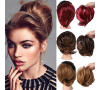 Parrucca Chignon, Elastici for capelli sintetici resistenti al calore - Chignon a ciambella for donna,Parrucca Chignon Disordinato(Brown yellow)