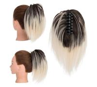 Parrucca Chignon, Extension for capelli con clip, 12 pollici - Scrunchies sintetici for coda di cavallo e chignon for donna,Parrucca Chignon Disordinato(Brown gold varietal)