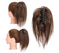 Parrucca Chignon, Extension for capelli con clip, 12 pollici - Scrunchies sintetici for coda di cavallo e chignon for donna,Parrucca Chignon Disordinato(Medium brown)