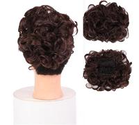 Parrucca Chignon, Extension for chignon con clip e pettine sintetico for capelli ricci da donna, ideale for coprire lo chignon.,Parrucca Chignon Disordinato(Dark brown)