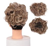 Parrucca Chignon, Extension for chignon con clip e pettine sintetico for capelli ricci da donna, ideale for coprire lo chignon.,Parrucca Chignon Disordinato(Dark gold)