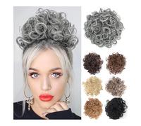 Parrucca Chignon, Fermaglio for capelli con coulisse elastica da 10 pollici for chignon spettinato - Extension for capelli da donna,Parrucca Chignon Disordinato(Brown white mix)