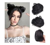 Parrucca Chignon, Fermaglio for parrucca Hot Girl - Testa di polpetta, fermaglio for chignon for capelli lisci,Parrucca Chignon Disordinato(Dark gold)