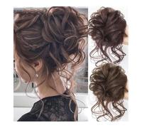 Parrucca Chignon, Parrucca da donna con barba a forma di palla invisibile e soffice, in capelli sintetici resistenti al calore,Parrucca Chignon Disordinato(Bright red)