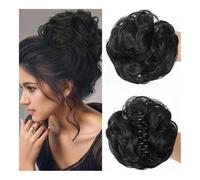 Parrucca Chignon, Parrucca sintetica con chignon spettinato - Extension for capelli con riccioli voluminosi e ciambella for capelli for uno stile quotidiano,Parrucca Chignon Disordinato(Jet Black)