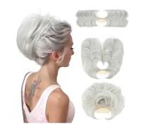 Parrucca Chignon, Pettine fermaglio for capelli Messy Bun - Versatile chignon for donne, capelli corti e lisci,Parrucca Chignon Disordinato(White gray)