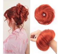 Parrucca Chignon, Scrunchies ricci 100% capelli umani soffici,Parrucca Chignon Disordinato(Rose)