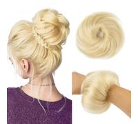 Parrucca Chignon, Scrunchies ricci 100% capelli umani soffici,Parrucca Chignon Disordinato(White gold)