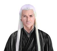 Parrucca cinese antica Hanfu, cavaliere spadaccino, Confucio, Pai Mei, Kung Fu, accessorio per costume di Halloween, extra lungo, 23 pezzi, colore bianco