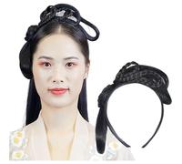 Parrucca cinese Hanfu con fascia per capelli, un pezzo, costume da dinastia Ming, per cosplay, chignon, parrucca antica, accessorio per capelli per donne e ragazze, fascia per capelli tradizionale da