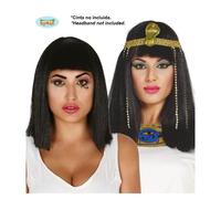 Parrucca Cleopatra Egiziana Regina Del Nilo Liscia Nera Frangia Carnevale