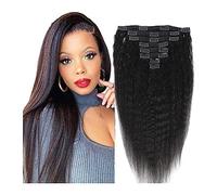 Parrucca Clip diritta crespa nelle estensioni dei capelli Clip di capelli umani nelle estensioni for le donne nere Capelli naturali Clip diritta crespa nera in 120 g 8 pezzi Parrucca Donna(18inches