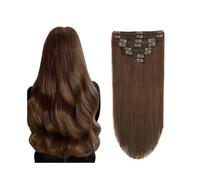 Parrucca Clip nelle estensioni dei capelli umani Capelli remy brasiliani 10-26 pollici 120g 8 pezzi Clip di capelli umani veri lisci come la seta nell'estensione #4 Estensioni dei capelli veri casta