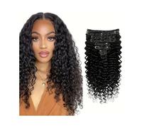Parrucca Clip Onda Profonda nelle Estensioni Dei Capelli Clip Onda Riccia Capelli Veri Umani for Donne Nere 8 Pezzi Pezzi di Capelli Remy Brasiliani con 18 Clip, 120 g/set Parrucca Donna(16inches)