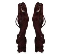 Parrucca coda di cavallo per bambola Estensioni dei capelli lunghi ricci romani in seta morbida ad alta temperatura per lo styling della bambola 2 pezzi 25 cm (Marrone Castagna)