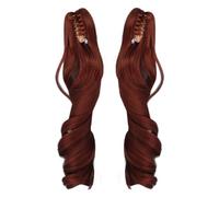 Parrucca coda di cavallo per bambola Estensioni dei capelli lunghi ricci romani in seta morbida ad alta temperatura per lo styling della bambola 2 pezzi 25 cm (Miele Marrone)