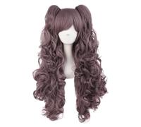 Parrucca coda di cavallo rosa ondulata for capelli sintetici 1pc for il gioco Cosplay Parrucche anime principessa con frangia a trecce