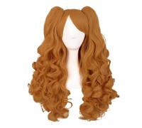 Parrucca coda di cavallo rosa ondulata for capelli sintetici 1pc for il gioco Cosplay Parrucche anime principessa con frangia a trecce