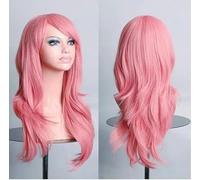 Parrucca Colorata Parrucca Cosplay Anime Riccia Lunga Europea E Americana Di Halloween Rosa Chiaro