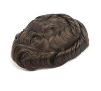 Parrucca completa in PU da 0,12 mm per protesi naturale dei capelli maschili 100% capelli umani 30MM Wave Toupee 7x10# 120 densità # Colore 3