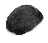 Parrucca completa in PU da 0,12 mm per protesi naturale per capelli maschili naturali 100% capelli umani 30 mm Wave Toupee 8x10# 120 densità # Colore 1B20