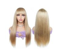 Parrucca completamente liscia realizzata a macchina con frangia Parrucca biondo miele Parrucche for capelli Remy castano zenzero for donne Topper per Capelli da Donna(Honey Blonde,20inches)