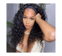 Parrucca completamente realizzata a macchina, parrucca afro crespa riccia con fascia, parrucche ricce for capelli umani for donne nere, capelli Remy senza colla(Water Wave,10inches)