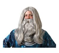 BigBuy Carnival Parrucca con Barba Mago Grigio