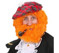 Parrucca con Barba Riccia Arancione, Uomo Adulto