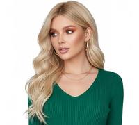 Parrucca con capelli ricci da donna, 45,7 cm, con clip invisibili, resistente al calore, realistica, per donne, madri, spose, lavoro, studenti, eventi, matrimoni, ufficio, feste
