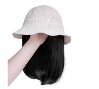 Parrucca Con Cappuccio Cappello da pescatore da donna, con clavicola, parasole, for capelli lunghi e medi, con fibbia, copricapo completo(Black)