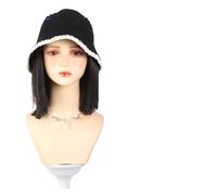 Parrucca Con Cappuccio Parrucca con cappello da pescatore, extension for capelli, parrucche con cappello, capelli corti sintetici neri, parrucca calda autunnale e invernale(Brown Black)