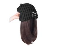 Parrucca Con Cappuccio Parrucca sintetica da 18 pollici, tutto in uno, berretto lavorato a maglia autunnale e invernale, con clavicola e parrucca versatile(AT161-233)