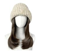 Parrucca Con Cappuccio Parrucca sintetica da 18 pollici, tutto in uno, berretto lavorato a maglia autunnale e invernale, con clavicola e parrucca versatile(AT769-96A)