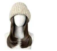 Parrucca Con Cappuccio Parrucca sintetica da 18 pollici, tutto in uno, berretto lavorato a maglia autunnale e invernale, con clavicola e parrucca versatile(AT769-4)
