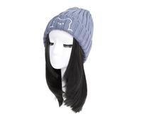 Parrucca Con Cappuccio Parrucca sintetica da 18 pollici, tutto in uno, berretto lavorato a maglia autunnale e invernale, con clavicola e parrucca versatile(AT160-2)