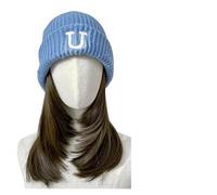 Parrucca Con Cappuccio Parrucca sintetica da 18 pollici, tutto in uno, berretto lavorato a maglia autunnale e invernale, con clavicola e parrucca versatile(AT755-96A)