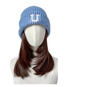 Parrucca Con Cappuccio Parrucca sintetica da 18 pollici, tutto in uno, berretto lavorato a maglia autunnale e invernale, con clavicola e parrucca versatile(AT755-233)