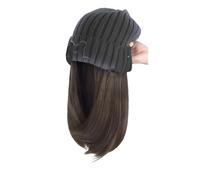 Parrucca Con Cappuccio Parrucca sintetica da 18 pollici, tutto in uno, berretto lavorato a maglia autunnale e invernale, con clavicola e parrucca versatile(AT161-96A)