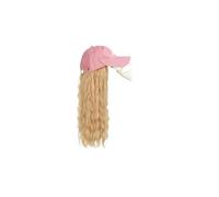 Parrucca Con Cappuccio Parrucche sintetiche con berretto da baseball, capelli corti, ondulati e ricci, con ali regolabili e extension corte attaccate.(Pink)
