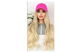 Parrucca Con Cappuccio Parrucche sintetiche e cappellini da baseball rosa, cappelli tutto in uno, parrucche, viaggi quotidiani tutto in uno(Curl hair)