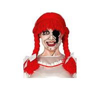 Fiestas Guirca Parrucca con codini di lana rossa per travestimento Halloween