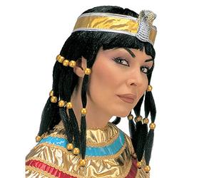 Parrucca con Collare in Scatola con Fascia per la Testa, Modello Cleopatra