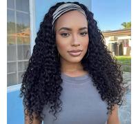 Parrucca con fascia per capelli umani parrucche ricce per donne nere 180% densità senza colla parrucche con fascia vergine brasiliana Wear and Go Kinky Curly mezza parrucca senza pizzo frontale 55 cm