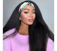 Parrucca con fascia per capelli umani per donne nere parrucche diritte yaki capelli umani crespi dritto senza colla parrucca con fascia vergine brasiliana Wear and Go Yaki mezza parrucca senza pizzo