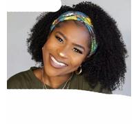 Parrucca con fascia per capelli umani, ricci crespi, senza colla, parrucche per capelli umani per donne, densità 180%, 18 pollici, ricci afro crespi 180